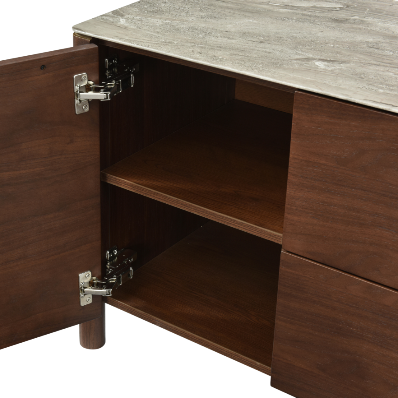 Willow Walnut Brown Wood & Grey Marble TV Unit